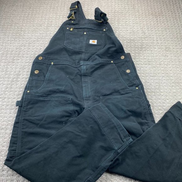 Carhartt Other - Vintage Carhartt Bib Overalls Workwear Men Size 38 X 30 Black Denim Made in USA